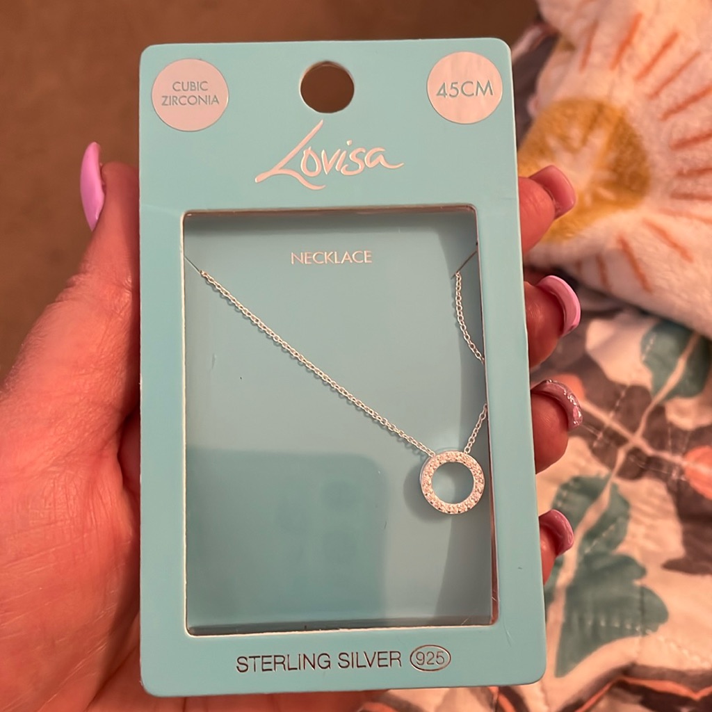 Lovisa Sterling Silver Necklace 45 Cm Cubic Zirconia Brand New
